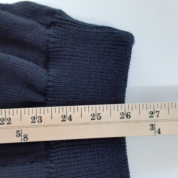 Vintage 80s 100% Irish Wool Cable Knit Sweater Navy Blue Pullover Crewneck M - Picture 10 of 11